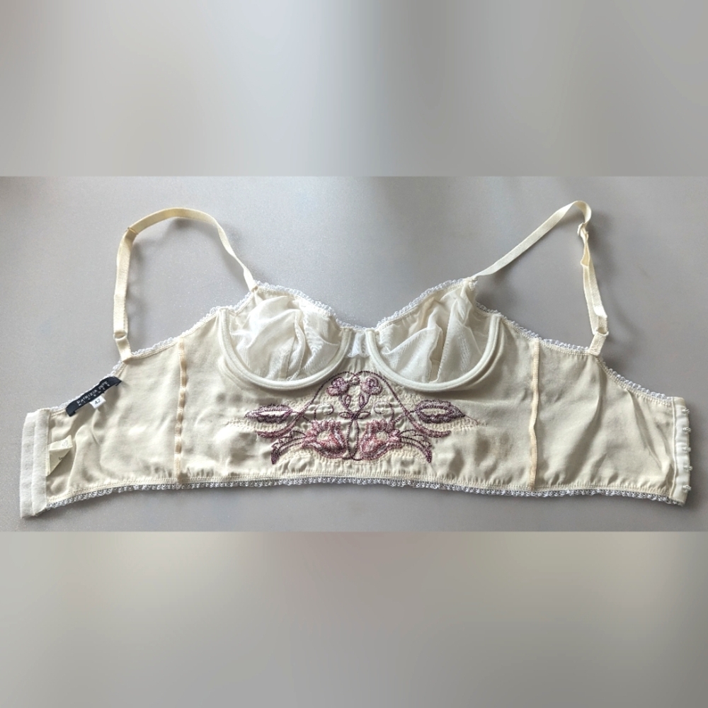 Designer PATRIZIA PEPE Silk Floral Embroidery Sequins Bustier. Vintage. Sz 42 EU - Picture 9 of 16